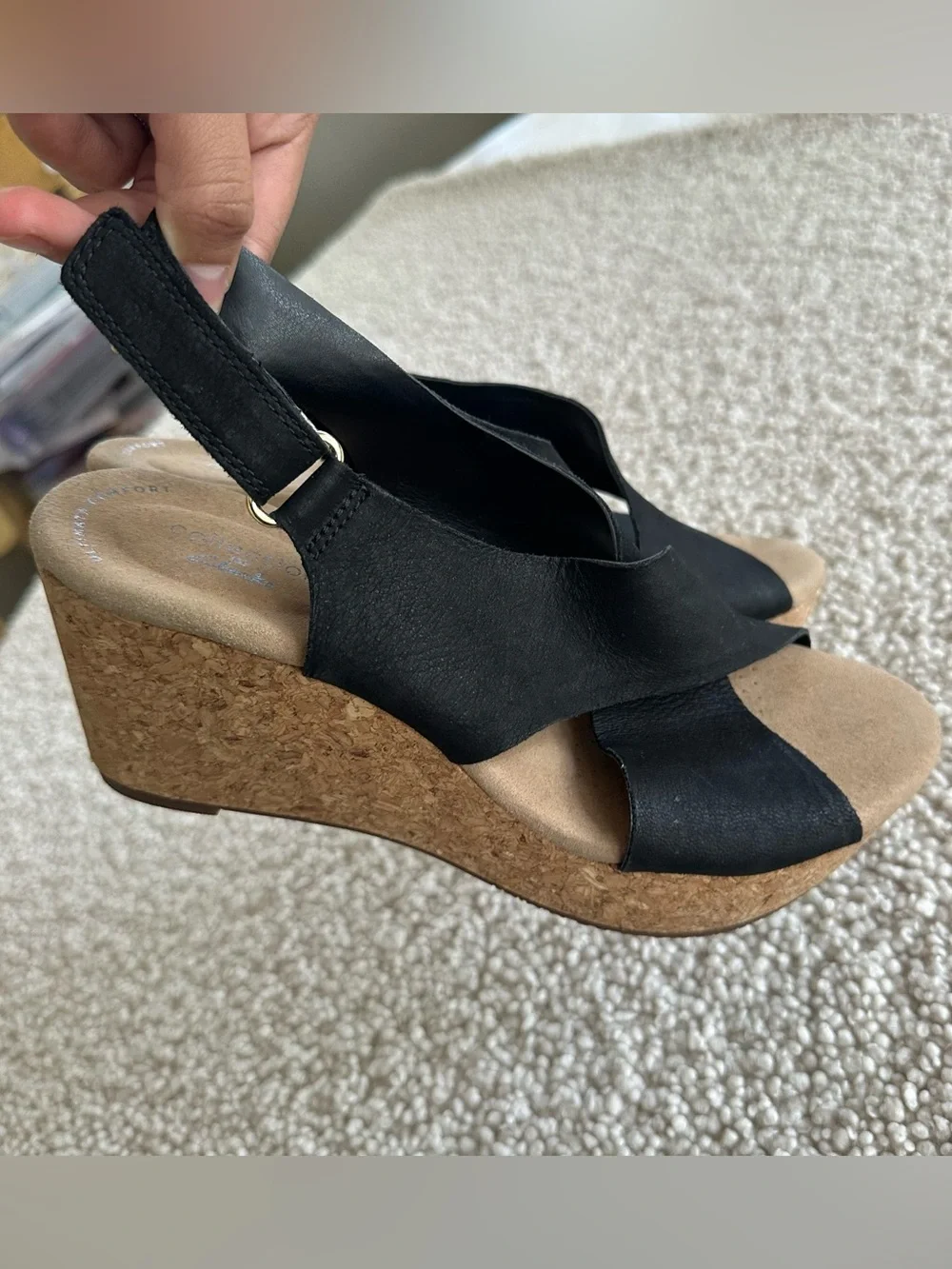 Clarks Annadel Eirwyn Wedge Sandal black size 7